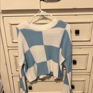 Blue and White Checkered Sweater